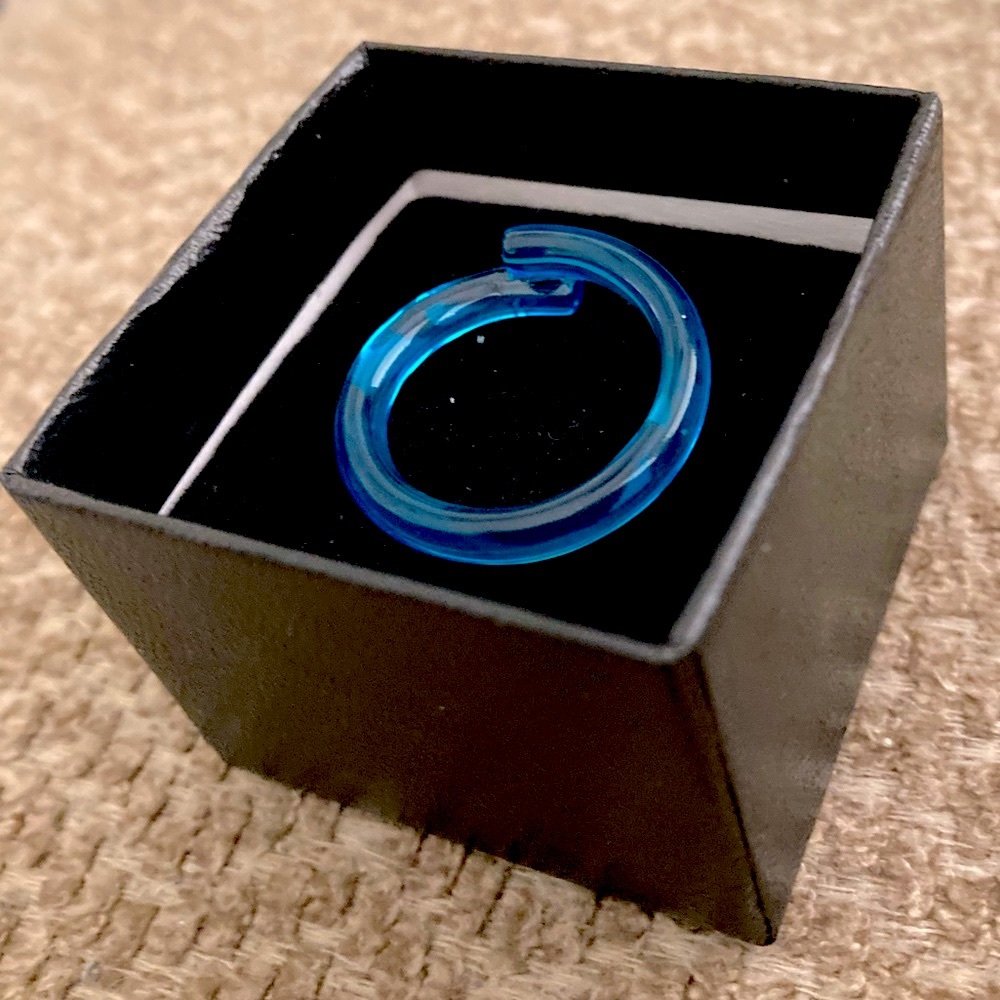 Translucent Teal Flexible Fashion Ring with Overlapping Ends